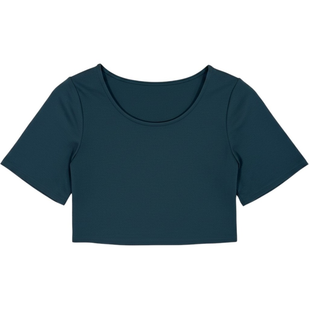 Ripley Rader  Green Ponte Knit Short Sleeve Scoop Neck Crop Top Size 2 Smal